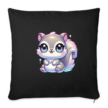 Super Cute Kawaii Baby Squirrel - Sofakissenbezug 45 x 45 cm - Schwarz - Vorne