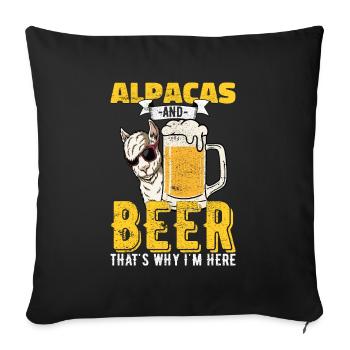 Alpakas Bier Alkohol Spruch Geschenk - Sofakissenbezug 45 x 45 cm - Schwarz - Vorne