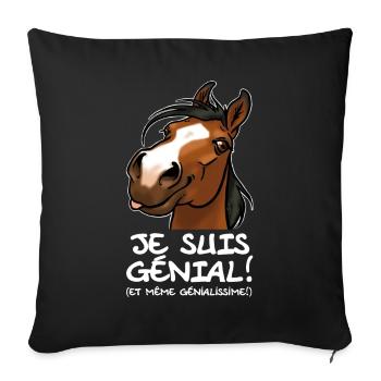 Cheval "Je suis génial!" (texte blanc) - Housse de coussin décorative 45 x 45 cm - noir - Devant