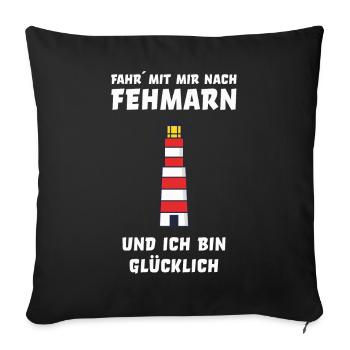 Fehmarn Sonneninsel Strand Ostsee Geschenk - Sofakissenbezug 45 x 45 cm - Schwarz - Vorne