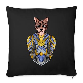 Chevalier Chat Chat Race Bengale Chat avec Armure - Housse de coussin décorative 45 x 45 cm - noir - Devant