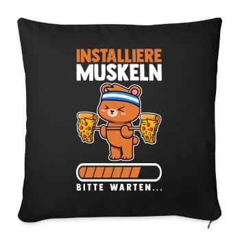 Muskeln Sport Fitness Gewichtheben Bär - Sofakissenbezug 45 x 45 cm - Schwarz - Vorne
