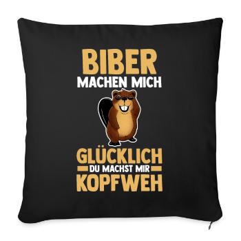 Nagetier Biberliebhaber Biber - Sofakissenbezug 45 x 45 cm - Schwarz - Vorne