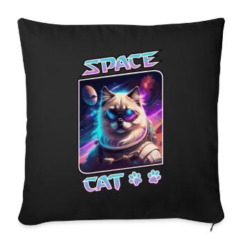 Space cat - sacred of Burma - Sofa pillowcase 17,3'' x 17,3'' (45 x 45 cm) - black - Front