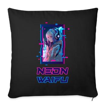 Cyber Futuristic Girl - Anime Shirt - Sofakissenbezug 45 x 45 cm - Schwarz - Vorne