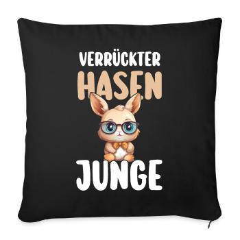 Kaninchen Hase - Sofakissenbezug 45 x 45 cm - Schwarz - Vorne