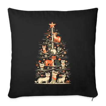 Katzen Tannenbaum Weihnachten Christbaum - Sofakissenbezug 45 x 45 cm - Schwarz - Vorne