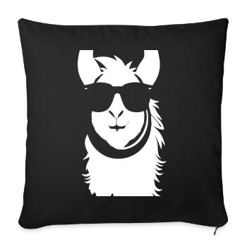 Lama drôle portant des lunettes de soleil Lamas cool - Housse de coussin décorative 45 x 45 cm - noir - Devant