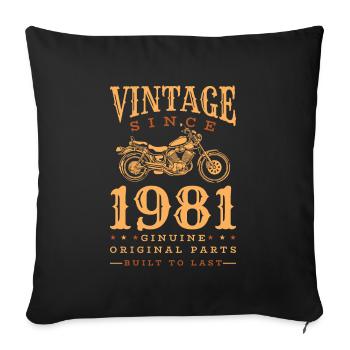 Vintage 1981 moto rétro vintage cadeau - Housse de coussin décorative 45 x 45 cm - noir - Devant