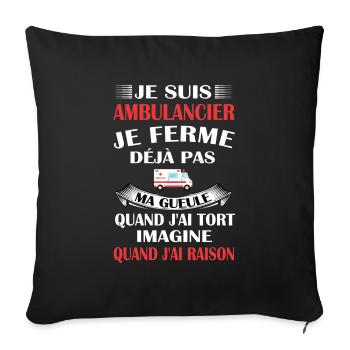 Je suis ambulancier t-shirt homme humour - Housse de coussin décorative 45 x 45 cm - noir - Devant
