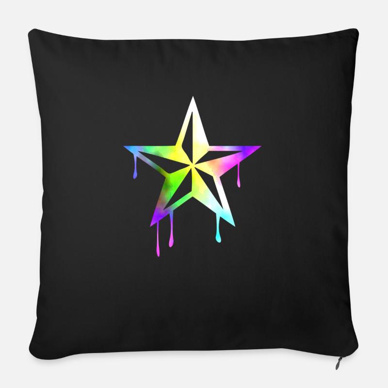 nautic_star_watercolor - Housse de coussin décorative 45 x 45 cm - noir