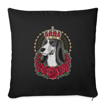 Cartoon Afghan Hound with Crown and Roses - Sofa pillowcase 17,3'' x 17,3'' (45 x 45 cm) - black - Front