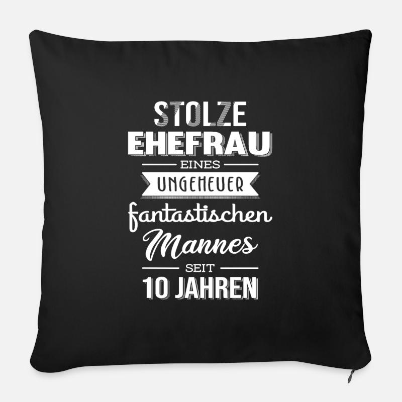 10 Hochzeitstag Rosenhochzeit Geschenk Ehefrau - Sofakissenbezug 45 x 45 cm - Schwarz