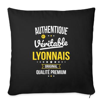Authentique et véritable Lyonnais - Original - Housse de coussin décorative 45 x 45 cm - noir - Devant