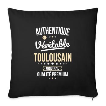 Authentique et véritable Toulousain - Original - Housse de coussin décorative 45 x 45 cm - noir - Devant