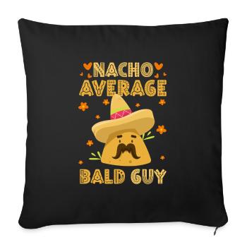 Coiffure homme chauve Pas de cheveux - Housse de coussin décorative 45 x 45 cm - noir - Devant