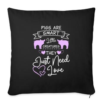 Teacup Pig Domestic Pig Piggy Tiny - Sofa pillowcase 17,3'' x 17,3'' (45 x 45 cm) - black - Front