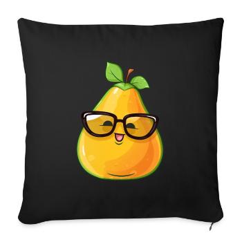 Mignonne Nerdy Pear avec des lunettes – Drôle - Housse de coussin décorative 45 x 45 cm - noir - Devant
