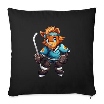 variation 24357Horse as Ice Hockey Player - Sofa pillowcase 17,3'' x 17,3'' (45 x 45 cm) - black - Front