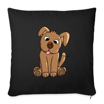 A puppy befriends a ladybug - Sofa pillowcase 17,3'' x 17,3'' (45 x 45 cm) - black - Front