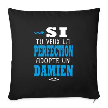Damien Si tu veux la perfection adopte un damien - Housse de coussin décorative 45 x 45 cm - noir - Devant