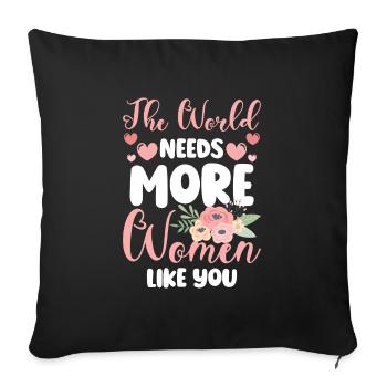 Célébration des fêtes de la Journée de la femme - Housse de coussin décorative 45 x 45 cm - noir - Devant