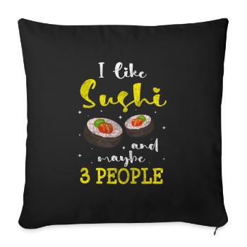 Sushi Viande Kawaii - Housse de coussin décorative 45 x 45 cm - noir - Devant