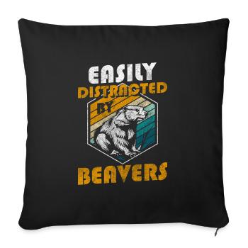 Statue de rongeur Queue de castor - Housse de coussin décorative 45 x 45 cm - noir - Devant
