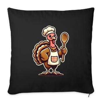 Dinde reconnaissante dans la conception d’un tablier de chef - Housse de coussin décorative 45 x 45 cm - noir - Devant