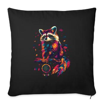 Raccoon with Dream Catcher - Sofa pillowcase 17,3'' x 17,3'' (45 x 45 cm) - black - Front