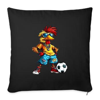 Football au poulet - Housse de coussin décorative 45 x 45 cm - noir - Devant