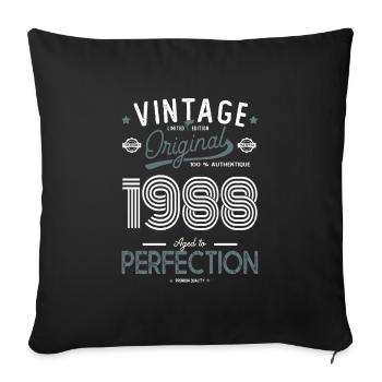 AGE TO PERFECTION born in 1988 anniversary 34 years - Sofa pillowcase 17,3'' x 17,3'' (45 x 45 cm) - black - Front