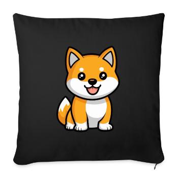Shiba Inu Dog Cute - Sofa pillowcase 17,3'' x 17,3'' (45 x 45 cm) - black - Front