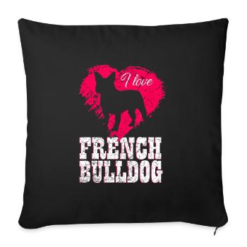 Français Bouledogue - Housse de coussin décorative 45 x 45 cm - noir - Devant