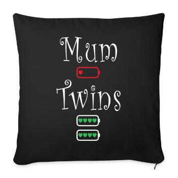 Mum Twins Battery Hearts Low Energy Level - Sofa pillowcase 17,3'' x 17,3'' (45 x 45 cm) - black - Front