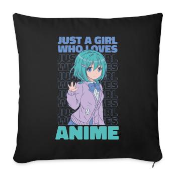 Juste une fille qui aime Anime Anime Girl Anime Merch - Housse de coussin décorative 45 x 45 cm - noir - Devant
