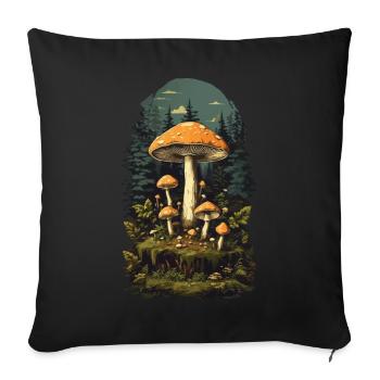 Goa Party Champignon Magie Nature & Mysticisme - Housse de coussin décorative 45 x 45 cm - noir - Devant