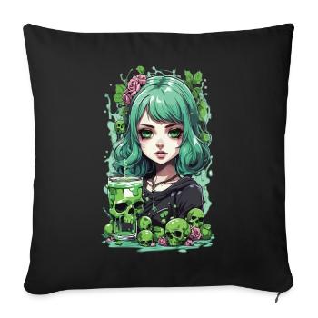 Gothic Poison Girl Anime Cocktail Mystik Design - Sofakissenbezug 45 x 45 cm - Schwarz - Vorne