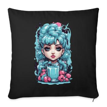 Gothic Kawaii Blueberry Milkshake Anime Stil - Sofakissenbezug 45 x 45 cm - Schwarz - Vorne
