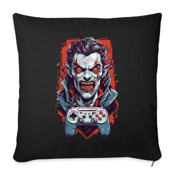 Rétro Vampire goule Halloween Gamer Design - Housse de coussin décorative 45 x 45 cm - noir - Devant