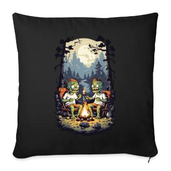 Zombies Campfire Halloween Cartoon Kids Design - Sofa pillowcase 17,3'' x 17,3'' (45 x 45 cm) - black - Front
