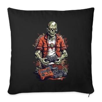Zombie Gamer Retro Halloween Jeu Amusant - Housse de coussin décorative 45 x 45 cm - noir - Devant