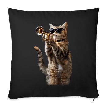 American Shorthair Trumpet - Sofa pillowcase 17,3'' x 17,3'' (45 x 45 cm) - black - Front