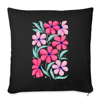 Floral Decor in Pink. Customizable - Sofa pillowcase 17,3'' x 17,3'' (45 x 45 cm) - black - Front