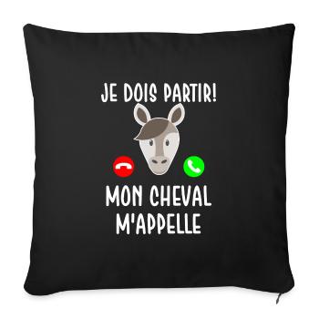 Mon cheval m'appelle - Housse de coussin décorative 45 x 45 cm - noir - Devant