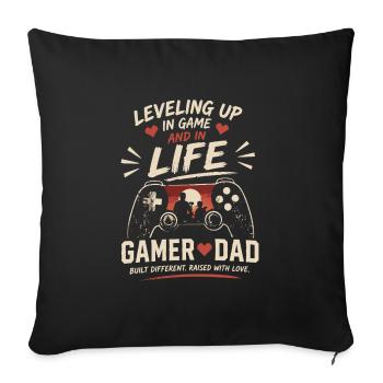 Papa Gamer : Level Up dans le Jeu et la Vie - Housse de coussin décorative 45 x 45 cm - noir - Devant