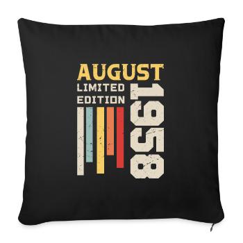 August 1958 - Birthday Gift August 1958 August - Sofa pillowcase 17,3'' x 17,3'' (45 x 45 cm) - black - Front