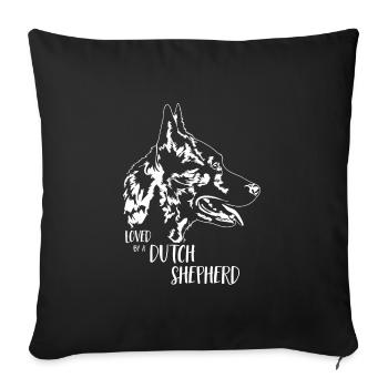 Loved by a Dutch Shepherd Dog Dog Saying - Sofa pillowcase 17,3'' x 17,3'' (45 x 45 cm) - black - Front