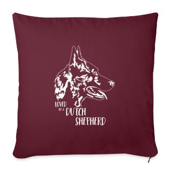 Aimé par un chien de berger hollandais Dicton - Housse de coussin décorative 45 x 45 cm - bordeaux - Devant