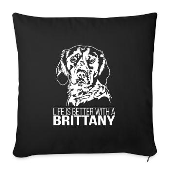 La vie bretonne est meilleure Chiens de chasse Chiens Wilsigns - Housse de coussin décorative 45 x 45 cm - noir - Devant
